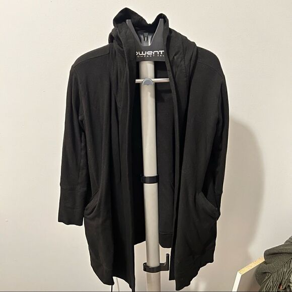 Dkny Sweaters - DKNY Black Hooded Cardigan W Pockets Size Small